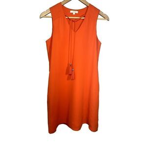JADE MELODY TAM Women's Tassel Tie V-Neck Sleeveless Shift Dress Orange XS